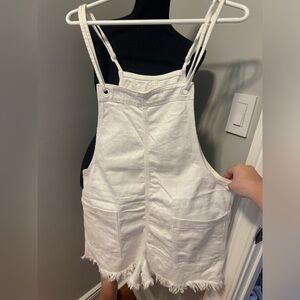Aerie White Denim Overall Shorts